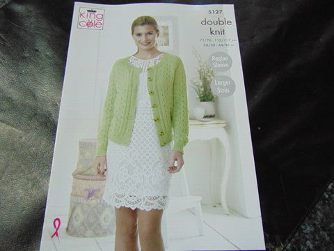 King Cole Double Knit Pattern 5127 Sweater and Cardigan