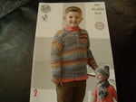 King Cole Double Knit Pattern for Sweaters, Hat and Scarf 4453
