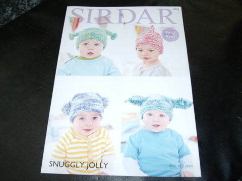 Sirdar Snuggly Jolly Baby's and Child's Hats Easy Knit Pattern 4723