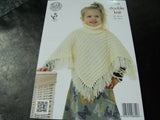 King Cole Double Knitting Pattern 3338 Ponchos 1.5 Years - 7 Years