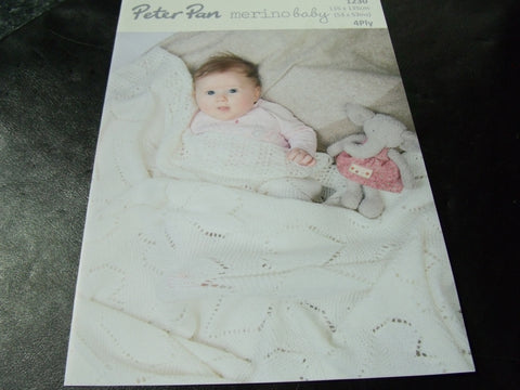 Peter Pan Merino Baby 4 Ply Shawl Knitting Pattern 1230