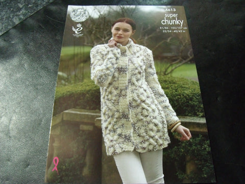 King Cole Super Chunky knitting Pattern 4613 Coatigan and Cardigan