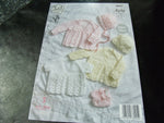 King Cole Baby 4 Ply Knitting Pattern 4687 Matinee Coat Set