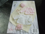King Cole Baby 4 Ply Knitting Pattern 4688 Matinee Coat Set