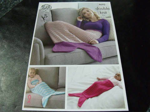 King Cole Double Knit Pattern 4692 Mermaid Blankets