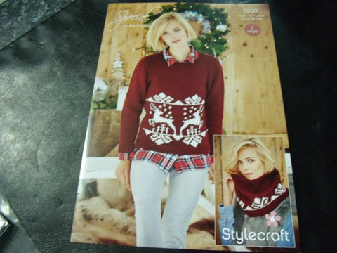 Stylecraft Ladies Christmas Jumper and Snood Pattern 9203