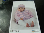 UKHKA Double Knitting Pattern 126 Cardigans and hat  12 - 20 in