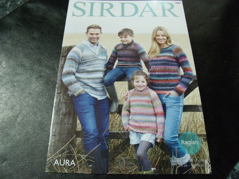 Sirdar Aura Chunky Knitting Pattern 7884 Raglan Sleeve Sweaters