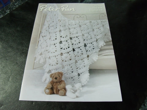 Peter Pan One Size Baby Crochet Shawl and Bootees Pattern P1276