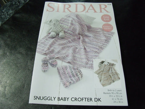 Sirdar Snuggly Baby Crofter DK Blankets, Bootees and Bonnet Pattern 4758