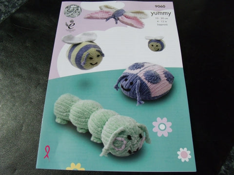 King Cole Yummy Bugs Knitting Pattern 9060