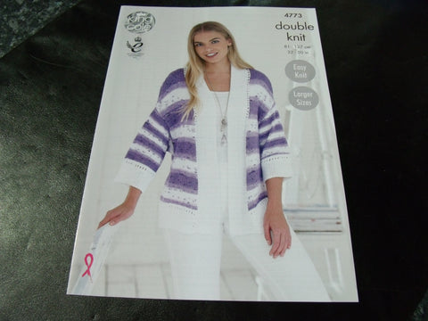 King Cole Double Knit Pattern 4773 Ladies Cardigan Easy Knit