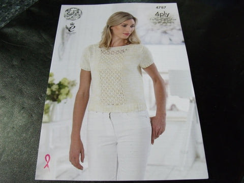 King Cole 4 Ply Knitting Pattern 4787 Top and Sweater