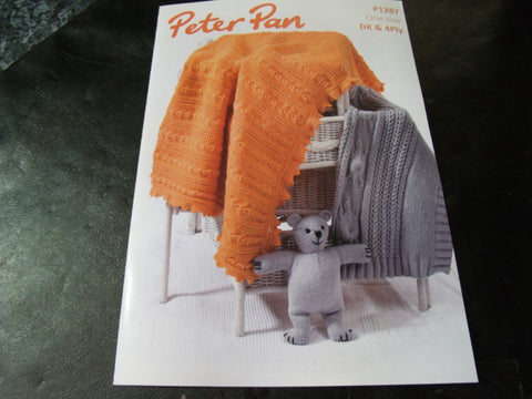 Peter Pan Tortoise Blanket, Teddy Bear and Shawl Pattern P1287
