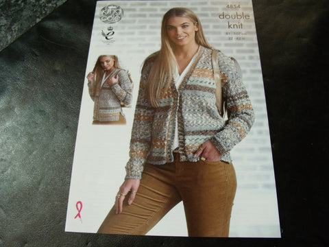 King Cole Double Knit Pattern 4854 Ladies Cardigans