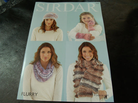 Sirdar Flurry Chunky Knitting Pattern 7957 Snood, Scarf, Hat and Wrist Warmers
