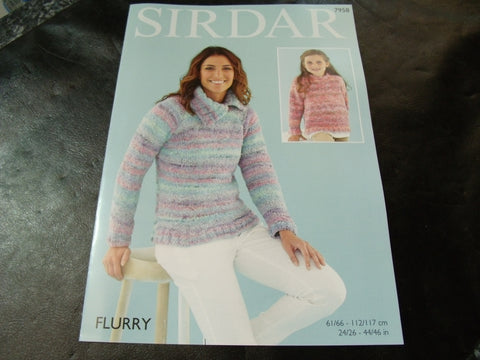 Sirdar Flurry Chunky Knitting Pattern 7958 Sweaters
