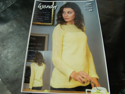 Wendy Double Knit Pattern 5884 Mesh Sleeve Sweater