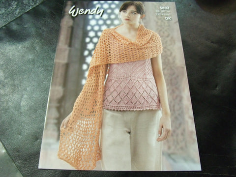 Wendy Double Knit Pattern 5892 Camisole Top and Shawl