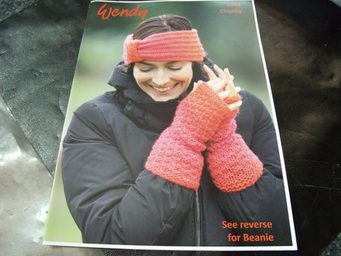 Wendy Chunky Headband, Wrist Warmers and Beanie Hat Pattern 6062