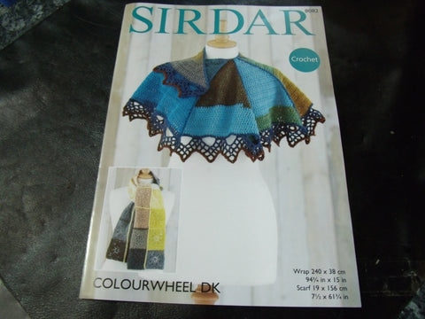 Sirdar Colourwheel Double Knit Crochet Pattern 8082 Scarf and Wrap