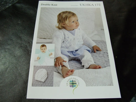 UKHKA Double Knitting Pattern 172 Cardigans, Blanket and Hat