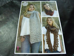 King Cole Chunky Pattern 4863 Scarf, Shawl and Snood