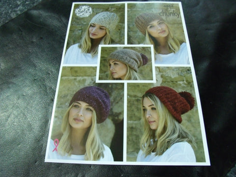 King Cole Chunky Pattern 4864 One Size Hats