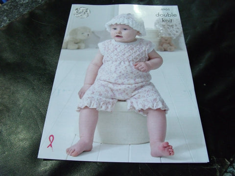 King Cole Double Knit Pattern 4901 Baby Set