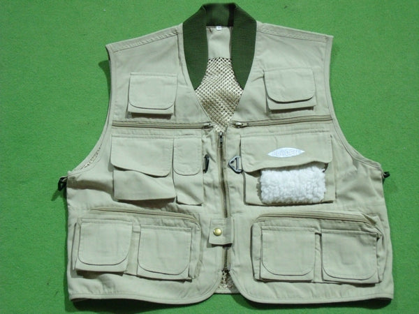 Beige 14 pocket lined Fishing Vest Medium (Approx 46