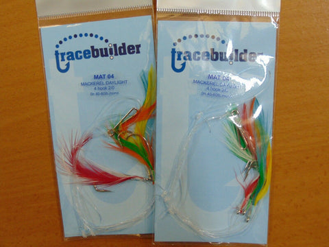 Mackerel Daylight 4 Hook Feather Rigs (2) Hook Size 2/0