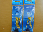 Mackerel Deluxe Gold Shrimp Tinsel 4 Hook Flasher Rigs (2) Hook Size 1/0