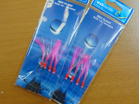 Mackerel Neo Flash 4 Hook Feather Rigs (2) Hook Size 1/0